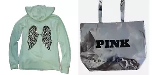 Victoria’s Secret Hoodie Flügel Glitzer Strass Supermodel Sea Foam XS GRATIS TRAGETASCHE - Bild 1 von 4