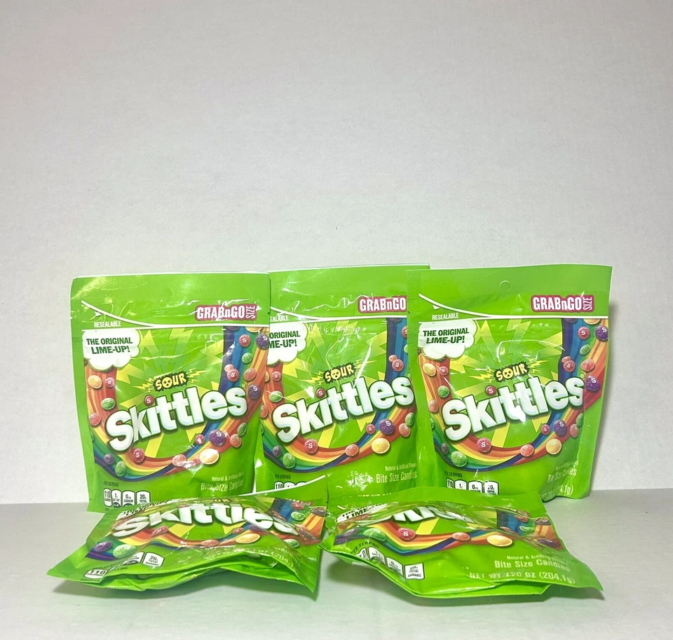 Sour Skittles Bulk Sour Candy Masticable 7.2oz Tamaño GrabnGo Bolsas Lima Más Más Foto 1 de 1