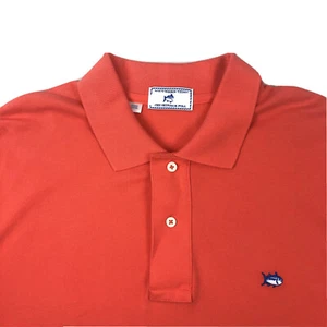 Southern Tide Skipjack Polo Coral Medium Short Sleeve Golf Polo Shirt EUC - Picture 1 of 5