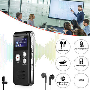 32G Digital Voice Recorder Mini Dictaphone Lecture Meetings Audio MP3 Player