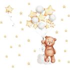 Jolie vignette murale ours en peluche étoiles ballons pépinière pour décorat