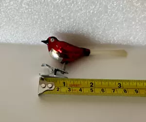 Beautiful Red Miniature Blown Glass bird with Spun glass tails Western Germany - Picture 1 of 6
