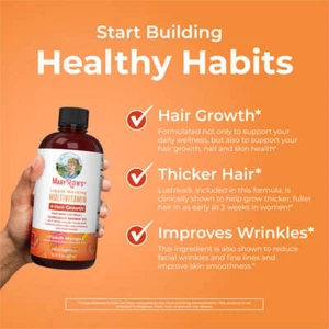Liquid Morning Multivitamin + Hair Growth , Peach Mango, 30 fl oz Exp 6/26 - Picture 1 of 2