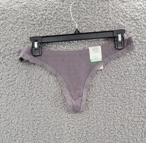 B.tempt'd by Wacoal Innocence Lace Trim Ribbed Thong Underwear Women's L Shark - Picture 1 of 16