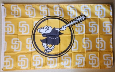 San Diego Padres Multi logo MLB Baseball Flag 3x5 Ft W/ Grommets  - Image 1 of 3