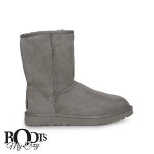 UGG CLASSIC SHORT II GREY SUEDE SHEEPSKIN WOMEN'S BOOTS SIZE US 9/UK 7.5 NEW - Picture 1 of 7