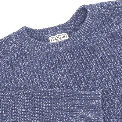 Suéter LL Bean Para Hombres Grande Azul Algodón Moteado Grueso Cuello Redondo Acanalado Foto 1 de 4