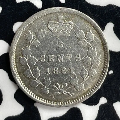 1891 Canada 5 Cents Lot#T6923 Silver! Nice Detail, Harshly Cleaned - Image 1 of 2