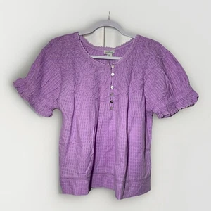 NWT Sundance Lodi Blouse Top Women's PM Sheer Lilac Lavendar Peasant Boho Cotton - Picture 1 of 9