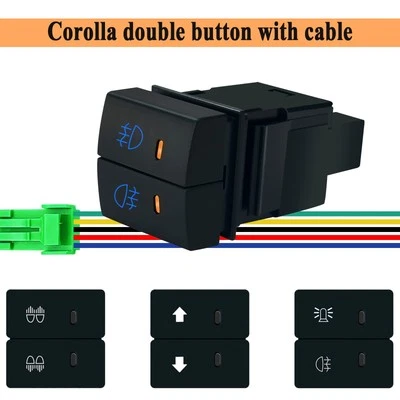 12V Dual Push Button Switch Orange/Blue Led Light Bar For Toyota Corolla 4Runner - Image 1 of 4