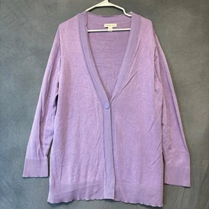 Coldwater Creek Silk Blend Sweater Cardigan Plus Size 1X Cottagecore Soft Preppy - Picture 1 of 9