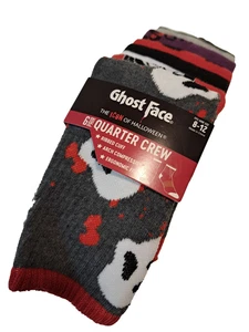 Ghost Face Halloween Socks 6 Pair Adult Socks Quarter Crew Ankle Socks New - Picture 1 of 5
