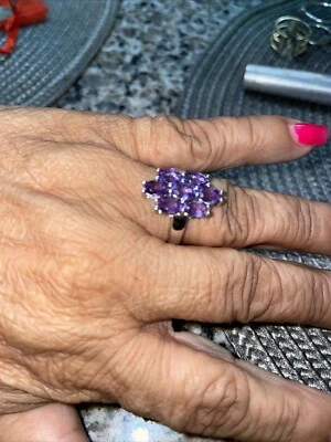 Anel de prata esterlina 925 roxo ametista tamanho 9 - Imagem 1 de 4