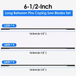 27Pcs Scroll Saw Blades 6-1/2inch High Carbon Steel Coping Saw Blades Set Cu√ .f - Picture 1 of 11