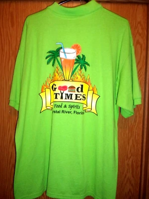 Camisa BOOZE CRYSTAL RIVER FL GOOD TIMES FOOD n SPIRITS verde informal 3 botones XL Foto 1 de 2