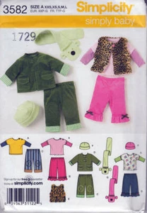 Modello da cucire Simplicity 3582 vestiti per bambino pantaloni giacca/gilet maglia top cappello - Foto 1 di 3