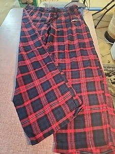 NFL New England Patriots Pajama Pants Mens Sz L Blue Red Plaid Drawstring Flanne - Picture 1 of 8
