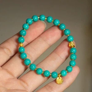 8Mm Blue-green Tone Sleeping Beauty Turquoise Bracelet, Bracelet, Bracelet. - Picture 1 of 12