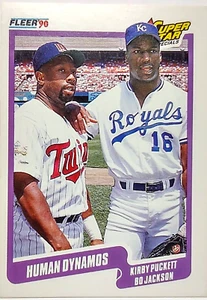 1990 Fleer - Super Star Specials Trading Card 635 Kirby Puckett And Bo Jackson - Picture 1 of 4