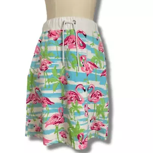 Barbara Gerwit Vintage Women’s Size XL Flamingo Print Drawstring Waist Skirt - Picture 1 of 7