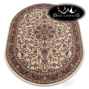 Oriental NATURAL WOOL Rugs "POLONIA" KORDOBA oval sand beige brown Best Quality - Picture 1 of 8