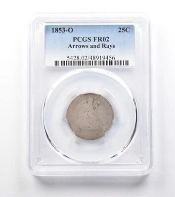 1853-O Seated Liberty Quarter Arrows And Rays FR02 PCGS Lowball *9949 - Image 1 of 3