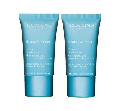 2 x Clarins Hydra-Essentiel hidrata, apaga, crema sedosa 0,5 oz 15 ml #4208 Foto 1 de 2