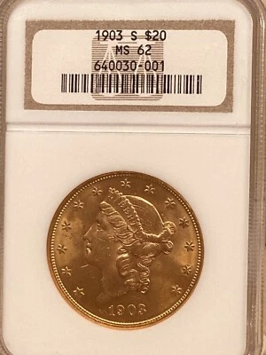 1903s $20 gold liberty head double eagle NGC MS 62 - Image 1 of 2