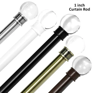 1" Crystal Ball Adjustable Single Drapery Curtain Rod, 28"-48"/48"-84"/84"-120" - Picture 1 of 51