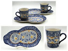 Temp-tations Old World Blue Snack Tray Mug & Sandwich Plate Luncheon Set of 2