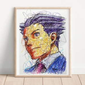 Phoenix Wright Kugelschreiber Druck, Ace Attorney Kunst Poster - Bild 1 von 3