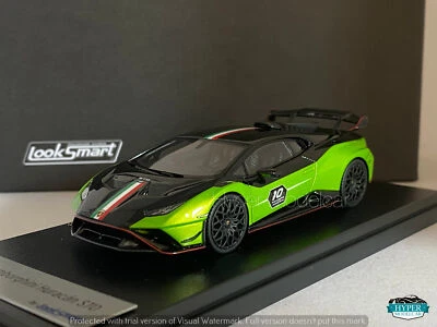 LOOKSMART 1/43 LAMBORGHINI HURACAN STO LP640-2 10 ANNIVERSARY 2021 GREEN/BLACK L - Immagine 1 di 3