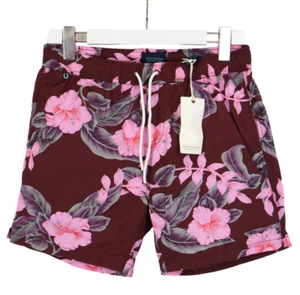SCOTCH & SODA Swimwear Men's SMALL Elastic Waist Floral Print Purple Burgundy - Picture 1 of 8