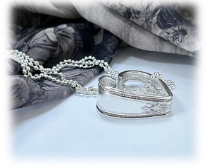 1925 DEBUTTANTE, Ciondolo Cucchiaio Argento Cuore Galleggiante, Catena Maglia Perline, Sweet 16 - Foto 1 di 9