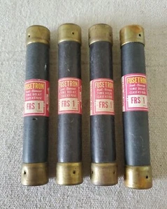 PACK OF 4 FUSETRON FRS-1 BUSSMANN DUAL ELEMENT TIME DELAY FUSE 1AMP 600VOLT - Picture 1 of 7