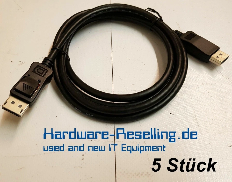 5 Stück Hotron DisplayPort Kabel 1,8m High-Speed Verbindungskabel - Schwarz - Bild 1 von 1