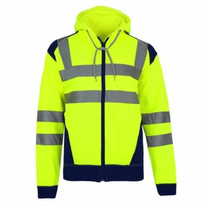 NEU HERREN HI VIS VIZ HOSE SICHERHEIT ARBEITSKLEIDUNG JOGGINGHOSE HOSE KAPUZENPULLOVER TOP - Bild 1 von 23
