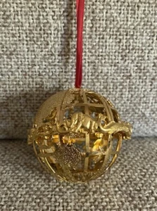 Globe Planet Erde mit Tieren Weihnachtsschmuck Gold Metallornament - Bild 1 von 16