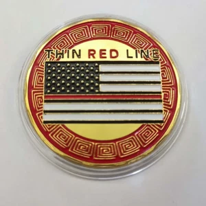 Thin Red Line Challenge Coin Excellent Gift - Picture 1 of 3