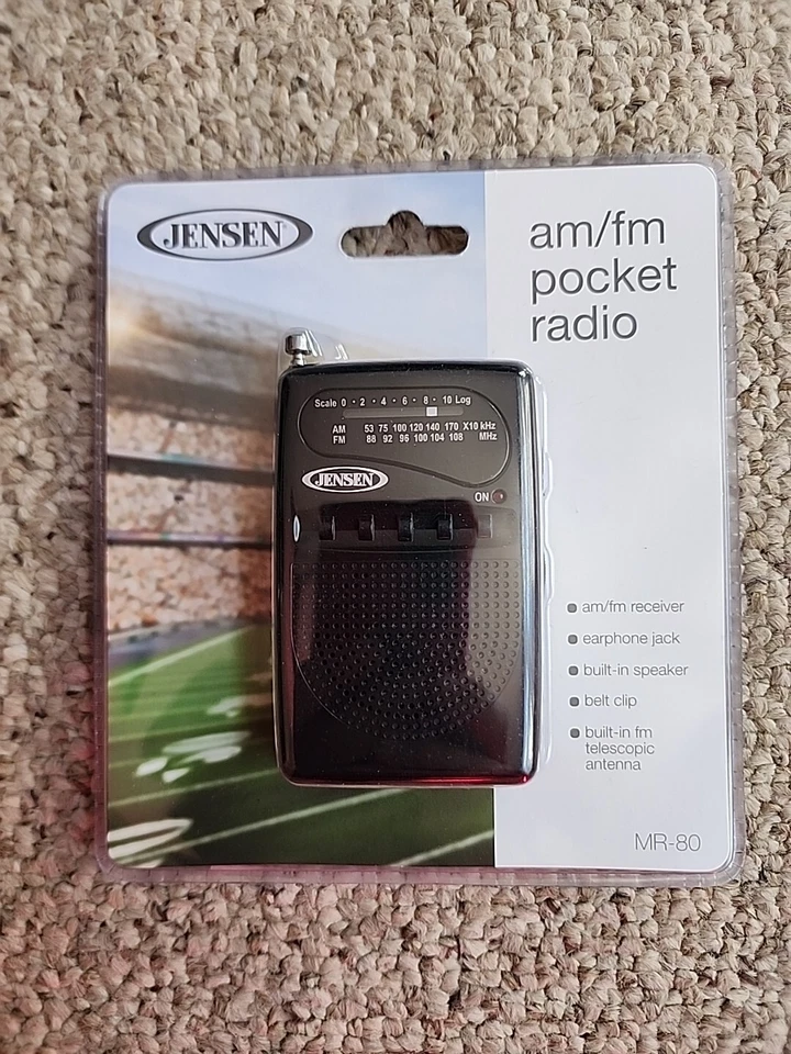 Jensen TINY Black AM FM Radio with Belt Clip and Speaker and Earphone Jack - Image 1 of 4