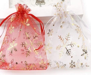 50Pcs Christmas Organza Bags Party Favour Gift Jewellery Pouch Large Small - Picture 1 of 17