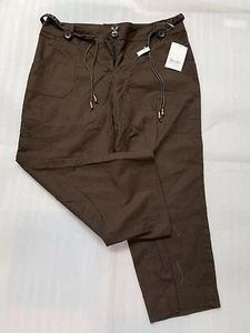 WOMEN'S PANTS-LIZ & CO-LIZ CLAIBORNE-BROWN CAPRIS W/BELT-LINEN/COTTON-SZ 10-NWT - Picture 1 of 5