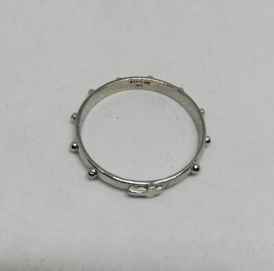 ANELLO ROSARIO CROCE  DECINA ARGENTO RODIATO UNISEX MIS 10 A 29 EXPLOIT - Immagine 1 di 4