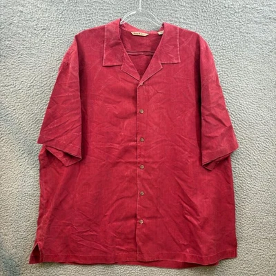 Tommy Bahama Silk Hawaiian Shirt Mens 2XL Red Tropical Floral Camp Button Up - Image 1 of 4
