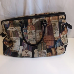 Vintage Bueno Gobelin Reise Arzt Tasche Damen Wein Bedruckt Nacht Handtasche - Bild 1 von 7