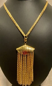 Schöne Napier Vintage Halskette mit goldfarbenem Quaste-Anhänger - Bild 1 von 8