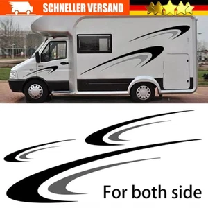 6x Auto Wohnmobil Anhänger Vinyl Streifen Grafiken Aufkleber Dekor Schwarz&Grau! - Bild 1 von 24