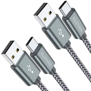 Cable USB Tipo C, (Paquete de 2 3 Pies) Cable Cargador USB C Cable Carplay Sujetador de Nylon... - Imagen 1 de 6