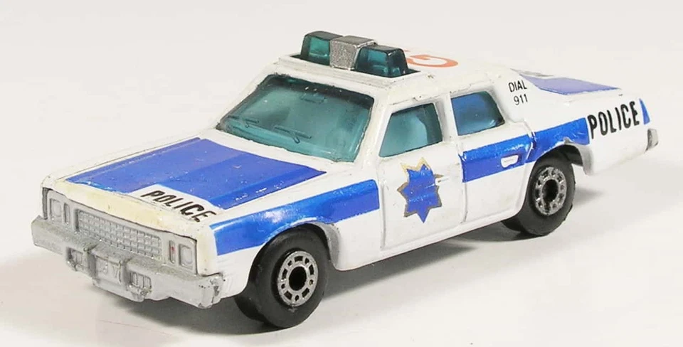 MATCHBOX 10 PLYMOUTH GRAN FURY POLICE CAR MED BLUE TAMPO DEEP DOOR SHUTS BZT - Image 1 of 4