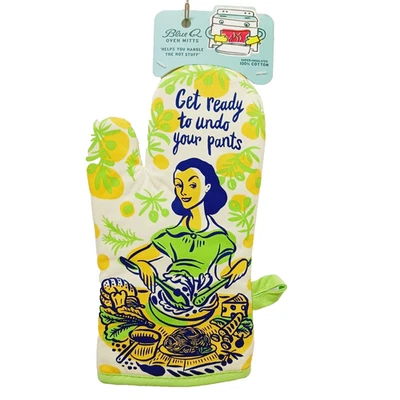 Blue Q Oven Mitt Kitchen Get Ready to Undo Your Pants Salad Cheese Olive NWT NEW - Image 1 of 4